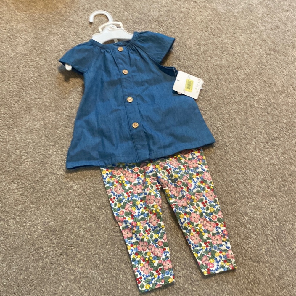 NWT 9M starting Out Brand (dillards) floral, denim set